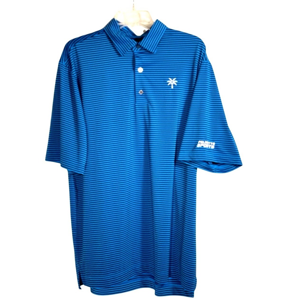 FootJoy Large Palmetto Sports embroidery Men's Blue / black Striped Polo Shirt